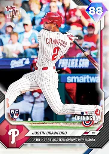 Justin Crawford Topps NOW card art